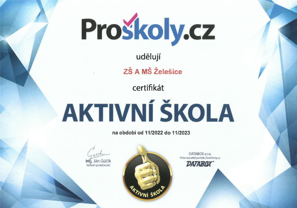 pro školy certifikát