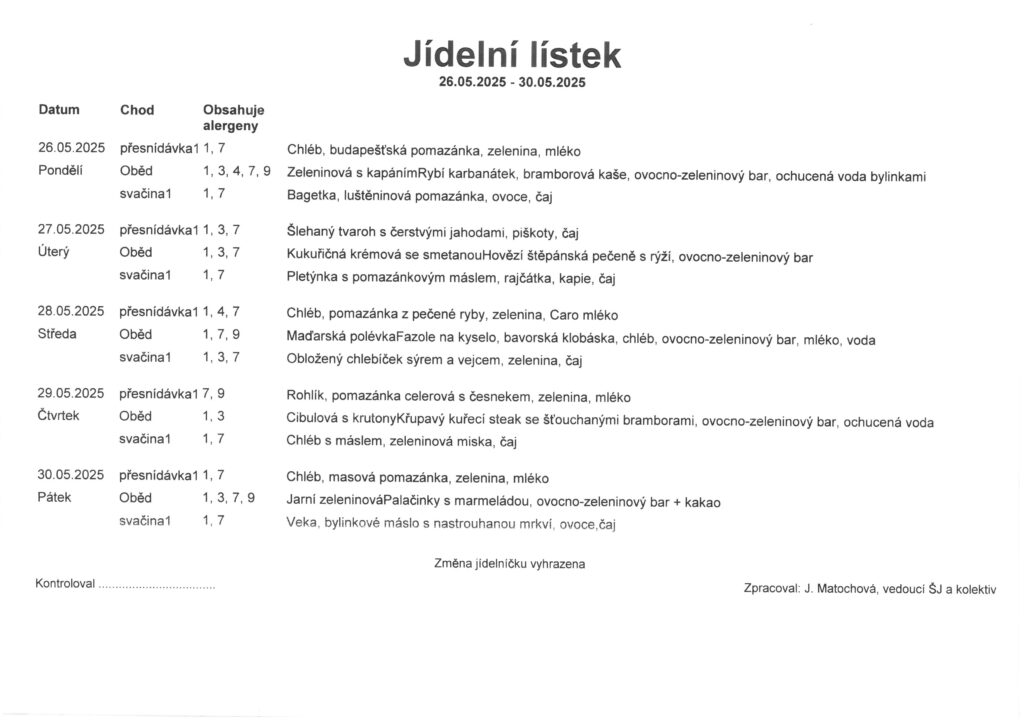 jídelníček
