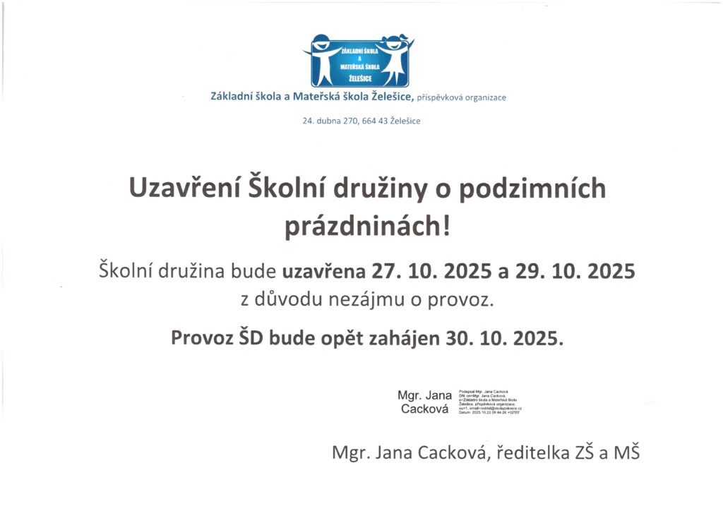 uzavření ŠD