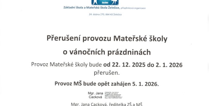 přerušení provozu MŠ