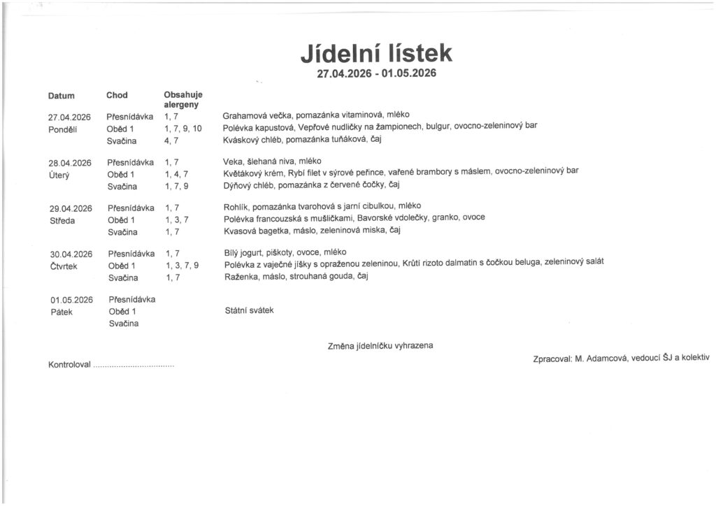 jídelníček
