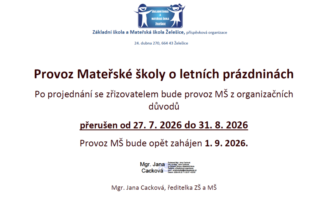 provoz MŠ